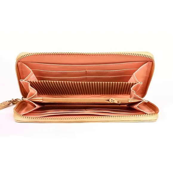 Minnie Mickey Mouse Wristlet Clutch  Convertible Long Wallet Tan Champagne Gold - Picture 4 of 16